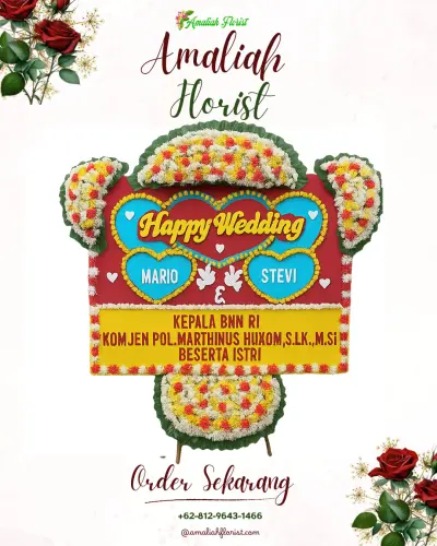 Karangan Papan Bunga Pernikahan di Sembawa